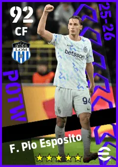 F. Pio Esposito eFootball 2026 player card — 92 OVR CF