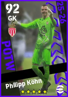 Philipp Kohn eFootball 2026 player card — 92 OVR GK