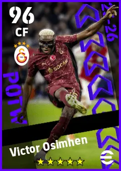 Victor Osimhen eFootball 2026 player card — 96 OVR CF