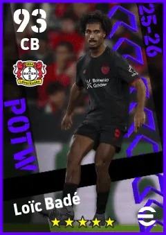 Loic Bade eFootball 2026 player card — 93 OVR CB
