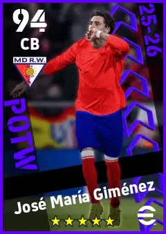 Jose Maria Gimenez eFootball 2026 player card — 94 OVR CB