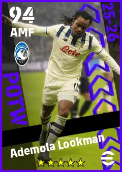Ademola Lookman eFootball 2026 player card — 94 OVR AMF