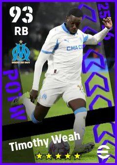Timothy Weah eFootball 2026 player card — 93 OVR RB