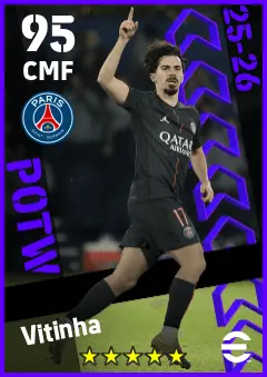 Vitinha eFootball 2026 player card — 95 OVR CMF