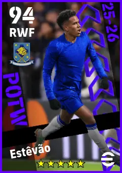 Estevao eFootball 2026 player card — 94 OVR RWF
