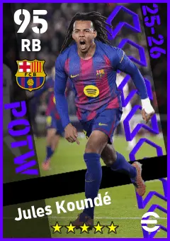 Jules Kounde eFootball 2026 player card — 95 OVR RB