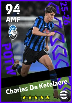 Charles De Ketelaere eFootball 2026 player card — 94 OVR AMF