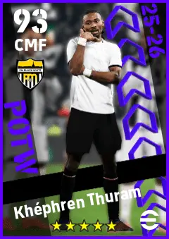 Khephren Thuram eFootball 2026 player card — 93 OVR CMF