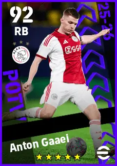 Anton Gaaei eFootball 2026 player card — 92 OVR RB