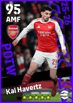 Kai Havertz eFootball 2026 player card — 95 OVR AMF