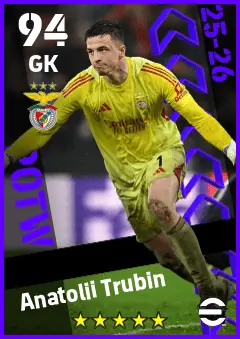 Anatolii Trubin eFootball 2026 player card — 94 OVR GK