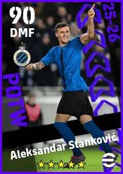 Aleksandar Stankovic eFootball 2026 player card — 90 OVR DMF