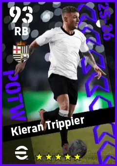 Kieran Trippier eFootball 2026 player card — 93 OVR RB