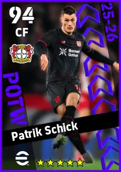 Patrik Schick eFootball 2026 player card — 94 OVR CF