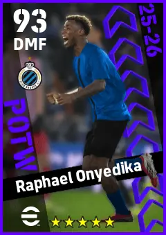 Raphael Onyedika eFootball 2026 player card — 93 OVR DMF