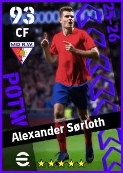 Alexander Sorloth eFootball 2026 player card — 93 OVR CF