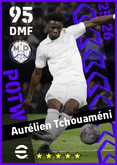 Aurelien Tchouameni eFootball 2026 player card — 95 OVR DMF