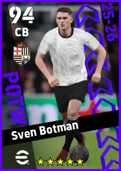 Sven Botman eFootball 2026 player card — 94 OVR CB
