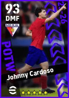 Johnny Cardoso eFootball 2026 player card — 93 OVR DMF