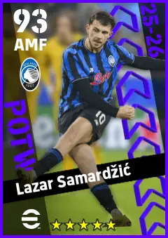 Lazar Samardzic eFootball 2026 player card — 93 OVR AMF