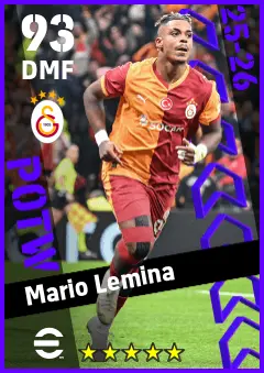 Mario Lemina eFootball 2026 player card — 93 OVR DMF