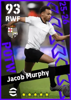 Jacob Murphy eFootball 2026 player card — 93 OVR RWF