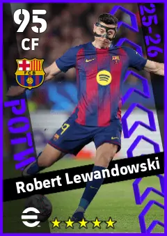 Robert Lewandowski eFootball 2026 player card — 95 OVR CF