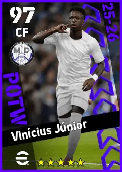 Vinicius Junior eFootball 2026 player card — 97 OVR CF
