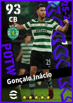 Goncalo Inacio eFootball 2026 player card — 93 OVR CB
