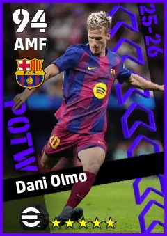Dani Olmo eFootball 2026 player card — 94 OVR AMF