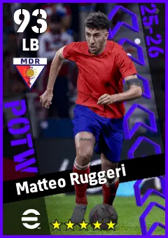 Matteo Ruggeri eFootball 2026 player card — 93 OVR LB