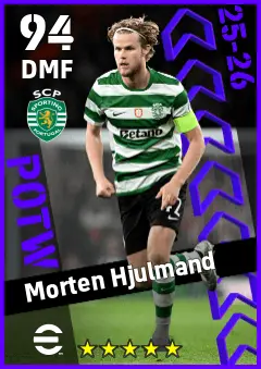 Morten Hjulmand eFootball 2026 player card — 94 OVR DMF