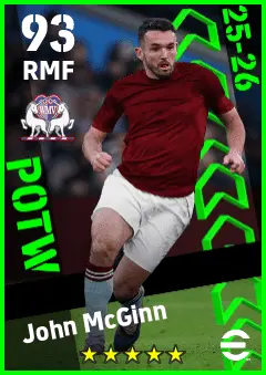 John McGinn eFootball 2026 player card — 93 OVR RMF