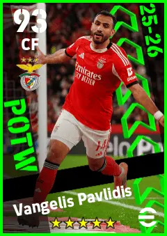 Vangelis Pavlidis eFootball 2026 player card — 93 OVR CF