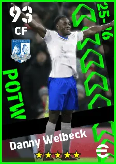 Danny Welbeck eFootball 2026 player card — 93 OVR CF
