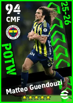 Matteo Guendouzi eFootball 2026 player card — 94 OVR CMF