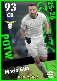 Mario Gila eFootball 2026 player card — 93 OVR CB