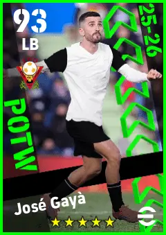 Jose Gaya eFootball 2026 player card — 93 OVR LB