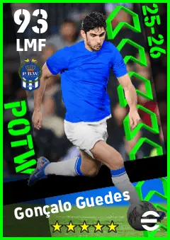 Goncalo Guedes eFootball 2026 player card — 93 OVR LMF
