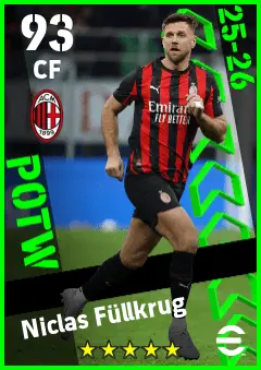 Niclas Fullkrug eFootball 2026 player card — 93 OVR CF