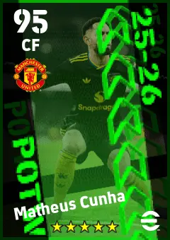 Matheus Cunha eFootball 2026 player card — 95 OVR CF