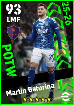 Martin Baturina eFootball 2026 player card — 93 OVR LMF