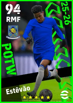 Estevao eFootball 2026 player card — 94 OVR RMF