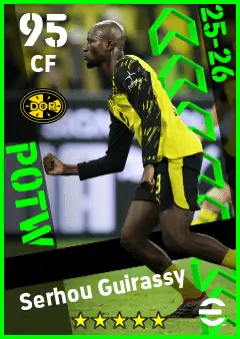 Serhou Guirassy eFootball 2026 player card — 95 OVR CF