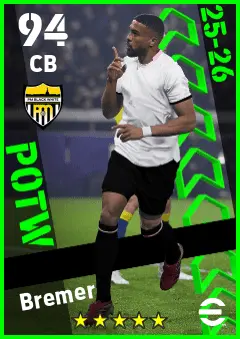 Bremer eFootball 2026 player card — 94 OVR CB