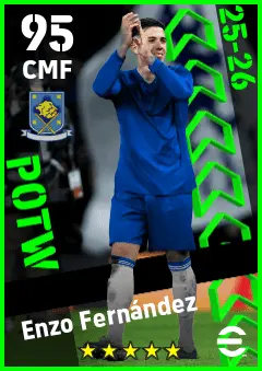 Enzo Fernandez eFootball 2026 player card — 95 OVR CMF