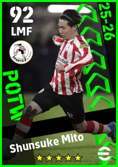 Shunsuke Mito eFootball 2026 player card — 92 OVR LMF