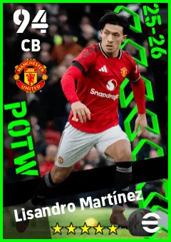Lisandro Martinez eFootball 2026 player card — 94 OVR CB