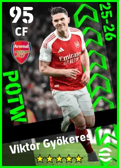 Viktor Gyokeres eFootball 2026 player card — 95 OVR CF