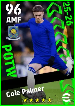 Cole Palmer eFootball 2026 player card — 96 OVR AMF